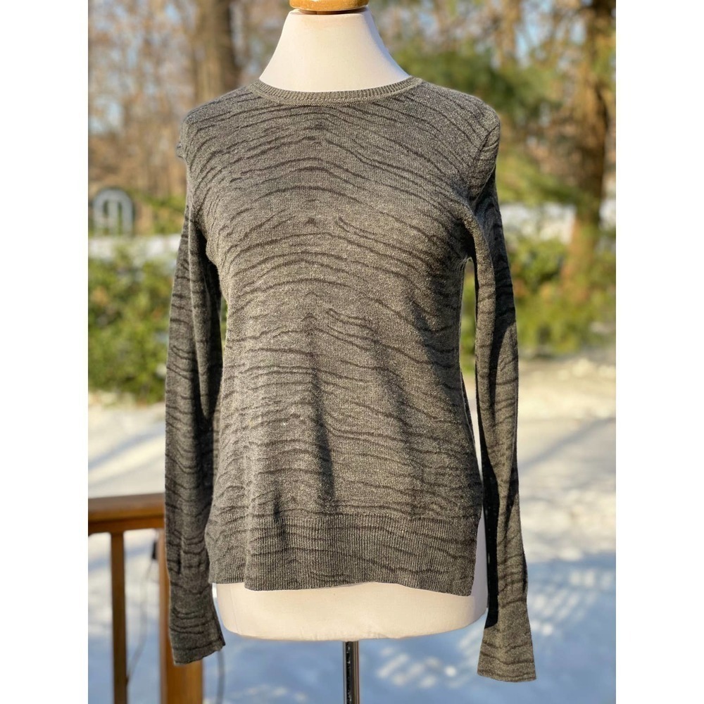 Rebecca Taylor Gray Animal Print Wool Blend Sweater- Size Small